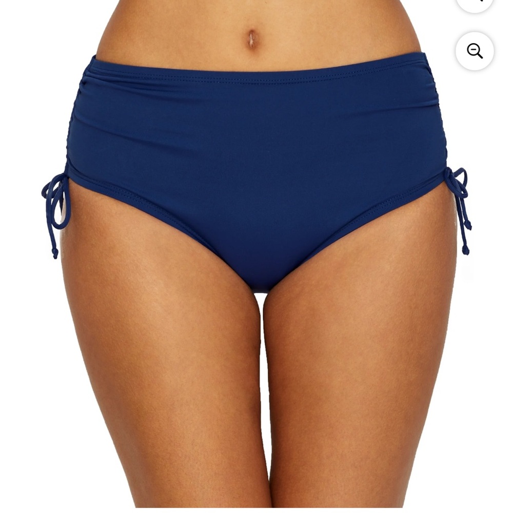 NWT 24th & Ocean Swim Navy Mid Waist Side‎ Tie Bottoms